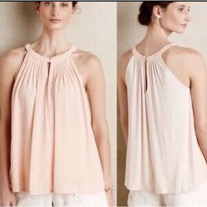 Sunday In Brooklyn Size M Women's Peach Pink Pintucked Halter Top Anthropologie